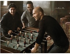 Annie Leibovitz photographs Legendary Maradona, Pele & Zidane over a headed  foosball match in a Luis Vitton ad!